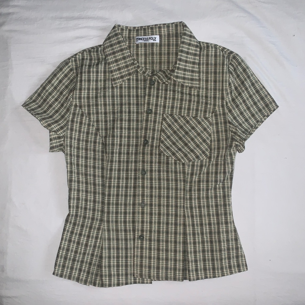 Princess Polly Alma Mater Top | Green Check